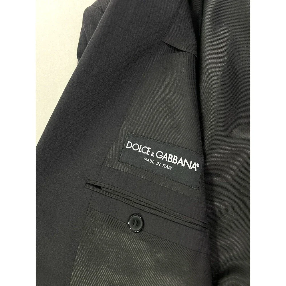 Dolce & Gabbana Two Button Blazer Sport Coat Textured Black Mens US 44 IT 54